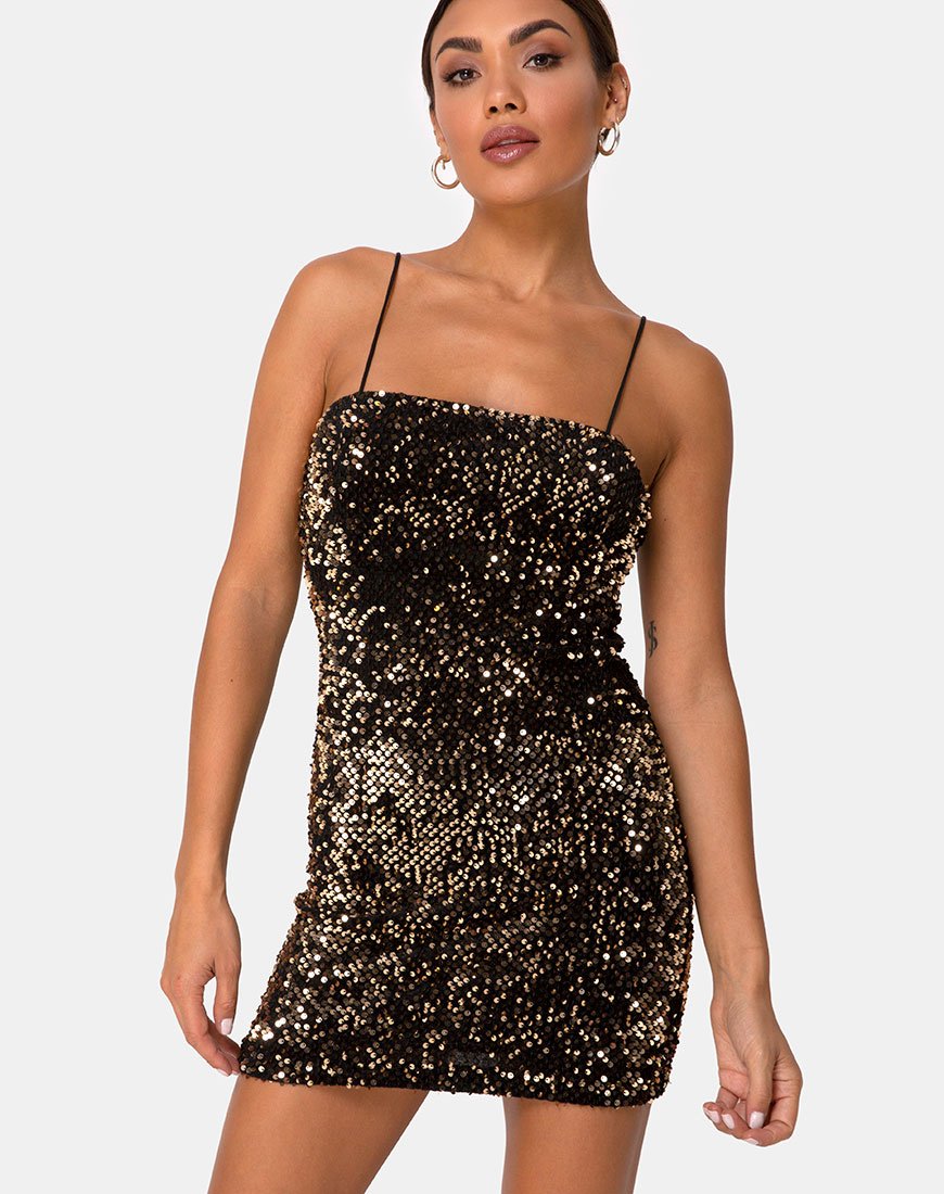 Cecile Slip Dress in Velvet Gold Sequin motelrocks-com-us Cecile Slip Dress in Velvet Gold Sequin motelrocks-com-us