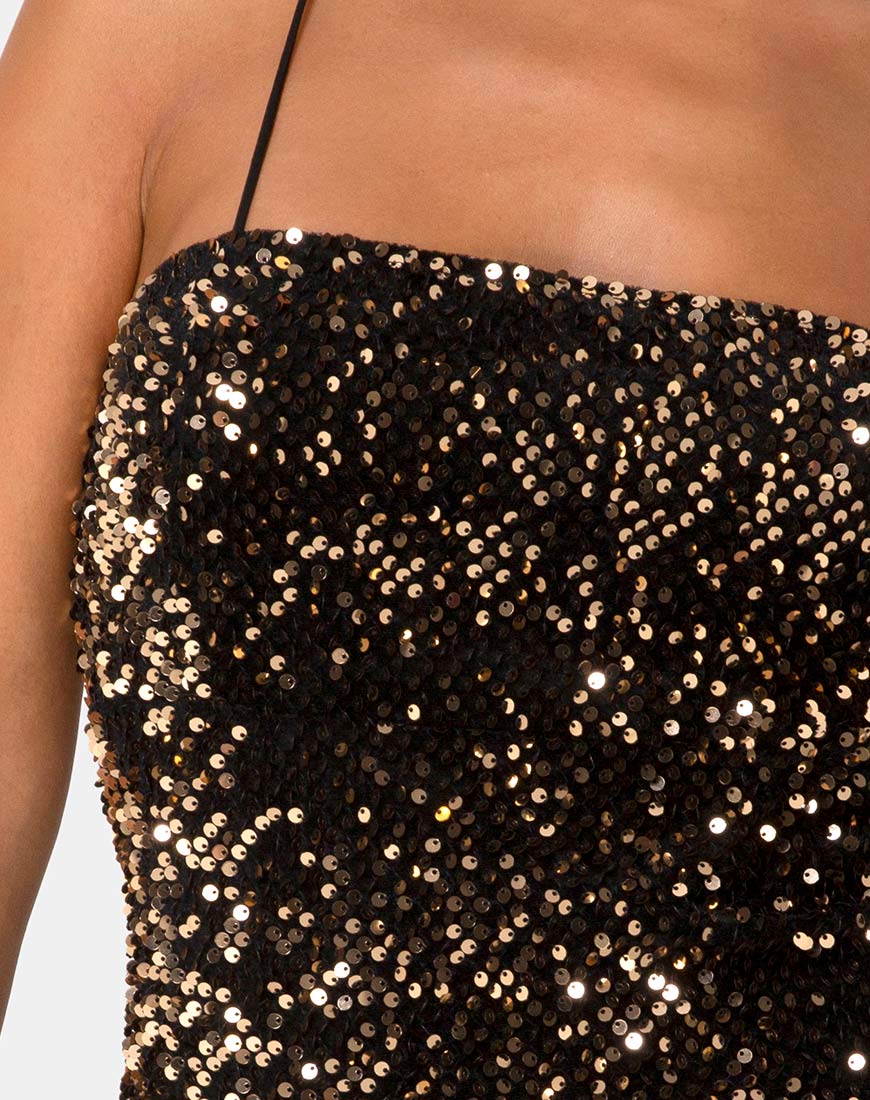 Cecile Slip Dress in Velvet Gold Sequin Cecile Slip Dress in Velvet Gold Sequin