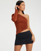 image of Chainia One Shoulder Top in Coffee Bean