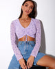 Image of Chilo Long Sleeve Top in Love Bloom Lilac Flock