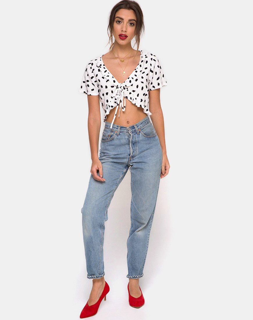 Image of Chisa Top in Diana Dot White