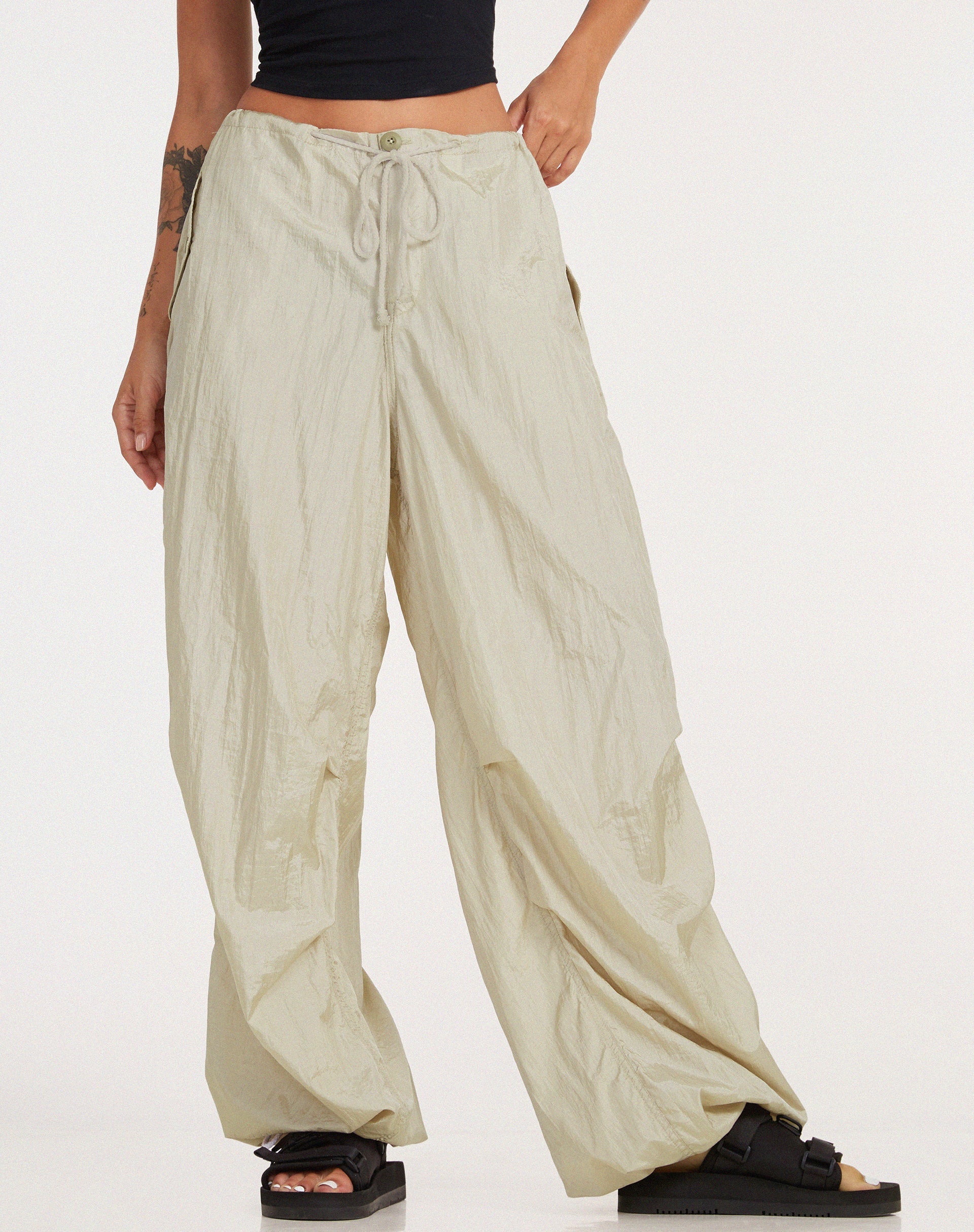 Cream Parachute Cargo Trousers | Chute – motelrocks-com-us