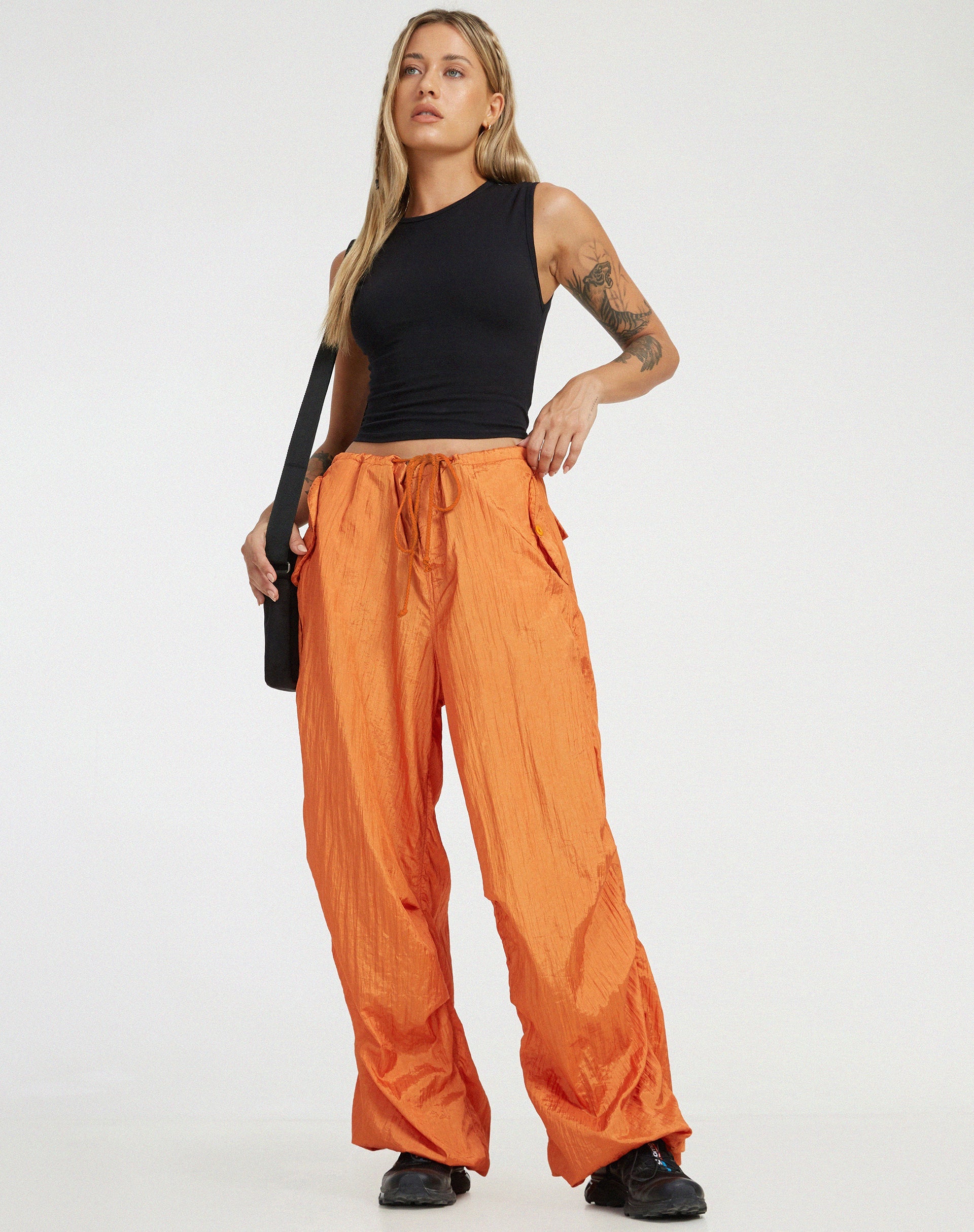 Phoebe High Waist Wrap Front Wide Leg Pants Burnt Orange – Flair By Ashi