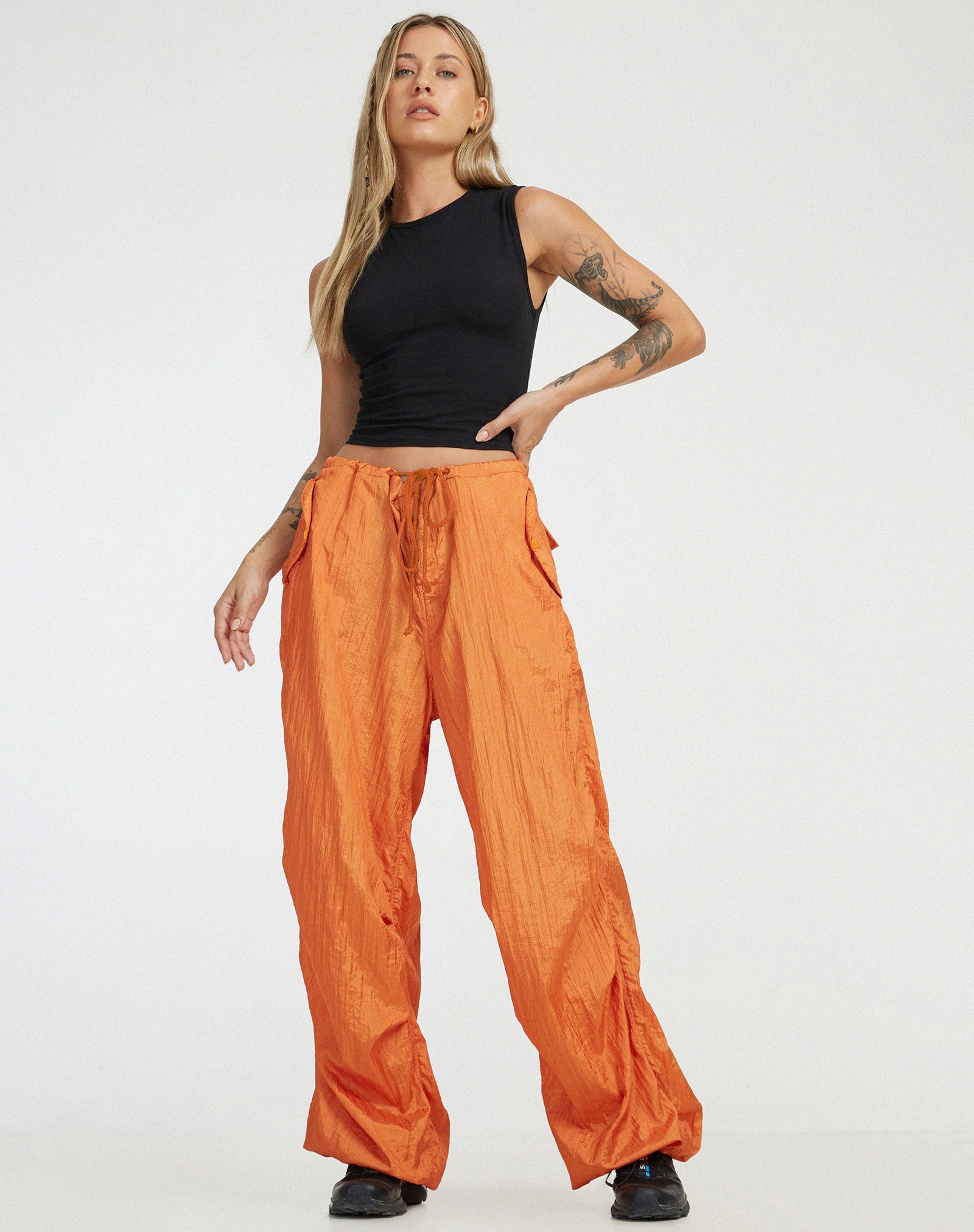 Parachute Pumpkin Orange Wide Leg Cargo Trousers | Chute – motelrocks ...