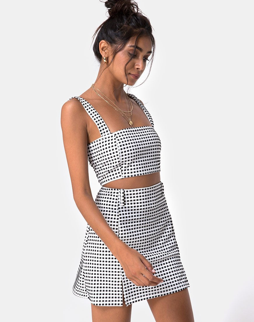 Zaida Skirt in Gingham Ivory Black