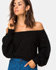 Image of Saray Off The Shoulder Jumper in Black Knit