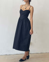 Image of Clementine Corset Midi Dress in Black Poplin