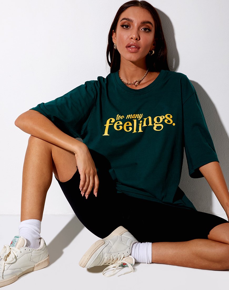 Image of Cocoon Tee in Bottle Green Too Many Feelings