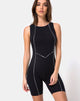 Image of Coda Unitard in Black with Piping Line