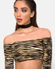 Image of Coga Off Shoulder Top in Zips Zebra Brown