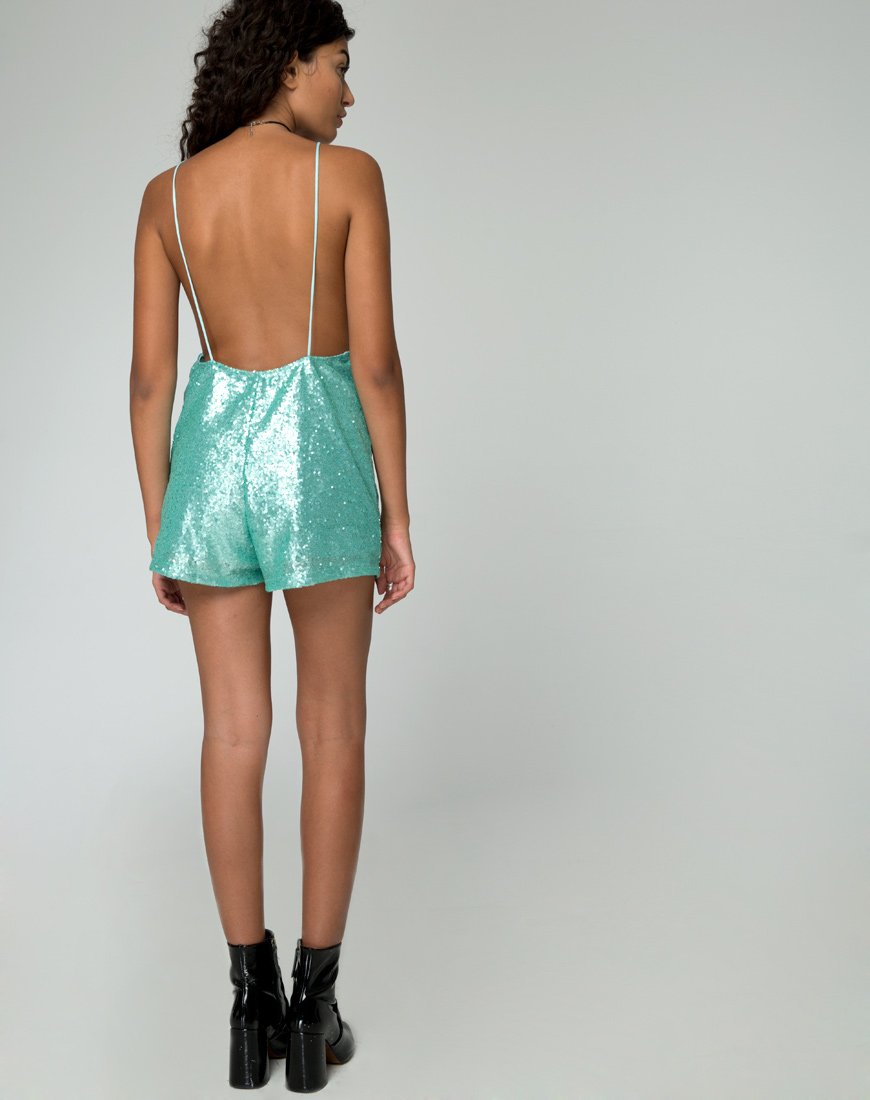 Image of Corsica Playsuit in Peppermint Mini Sequin