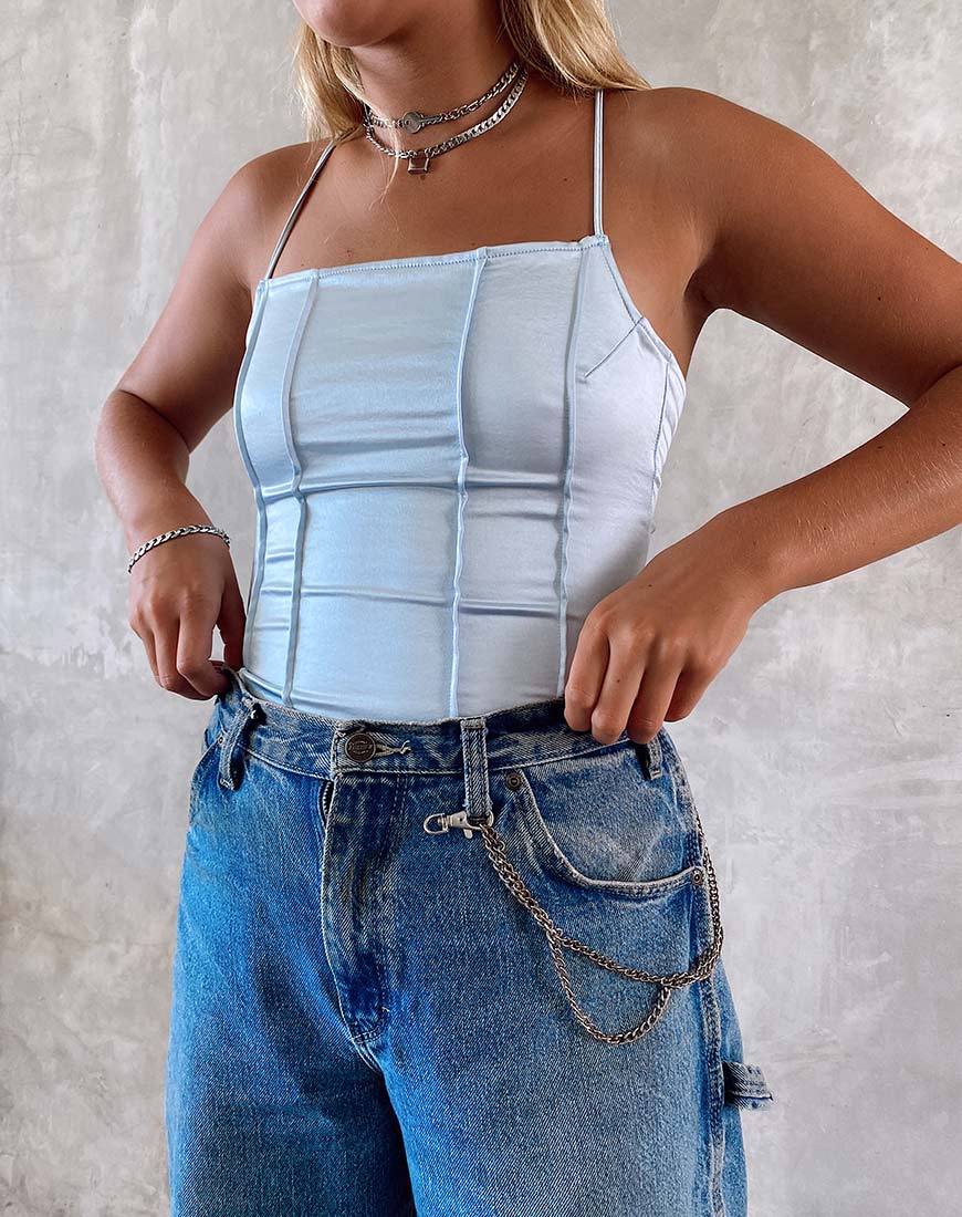 Cosey Top in Satin Powder Blue