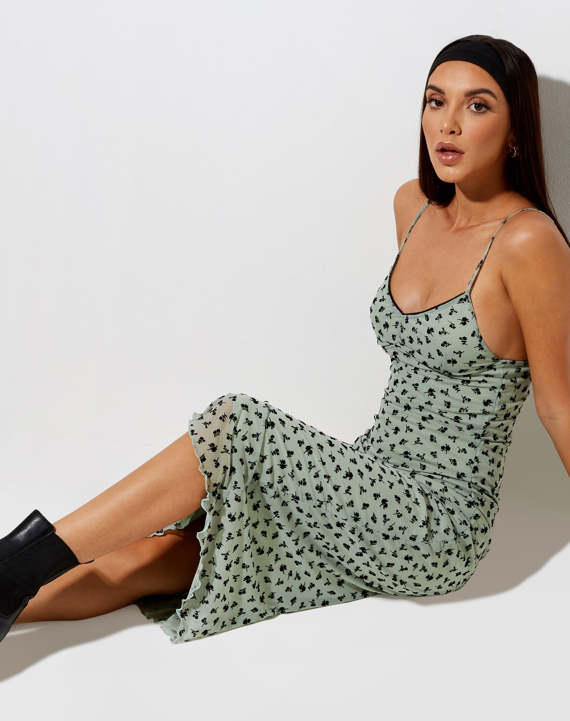 Floral Sage Mesh Strappy Midi Dress | Cotina motelrocks-com-us Floral Sage Mesh Strappy Midi Dress | Cotina motelrocks-com-us