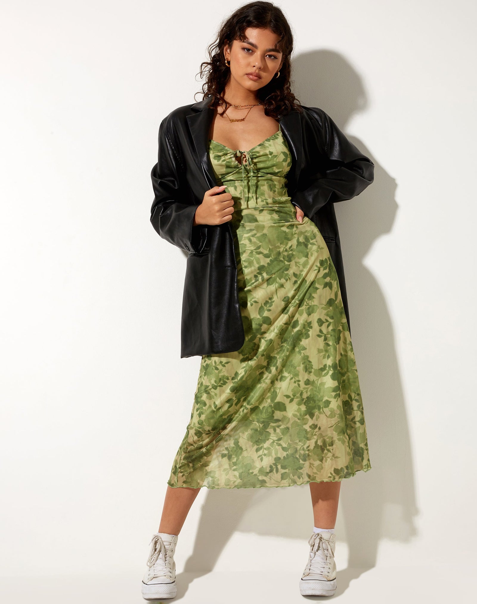Green Floral Strappy Midi Dress | Coya – motelrocks-com-us