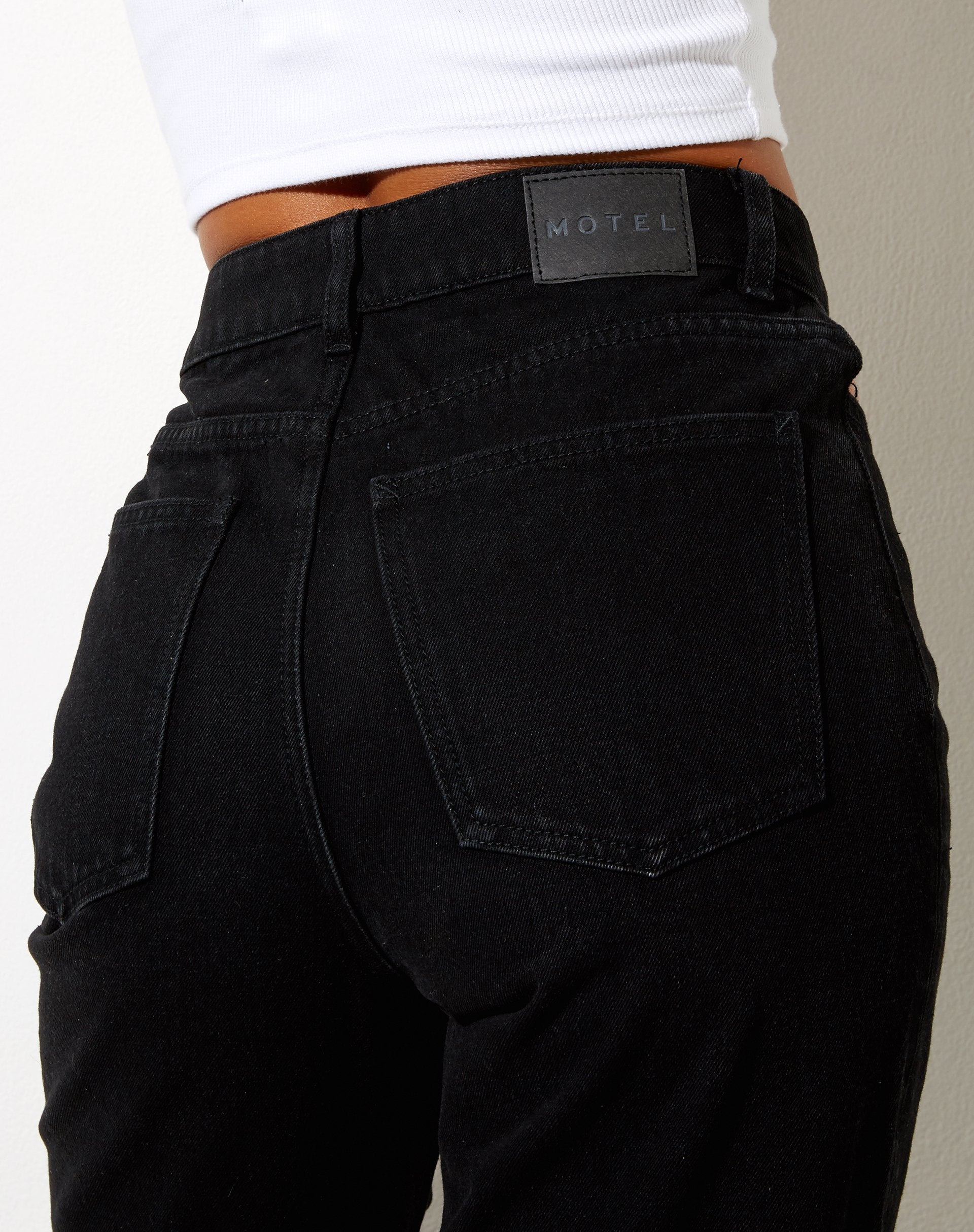 Image of Cut Out Straight Leg Jean in Black Wash
