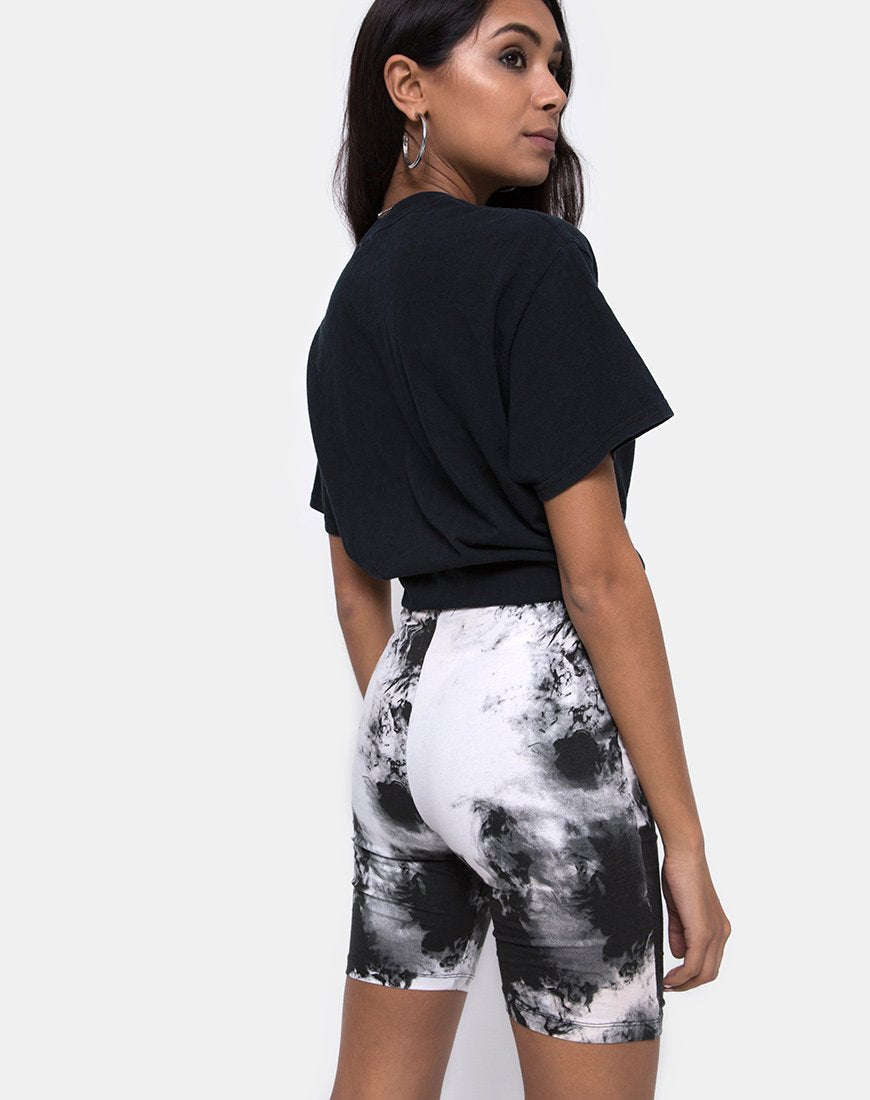 Image of Cycle Short in Mono Tie Dye black and White