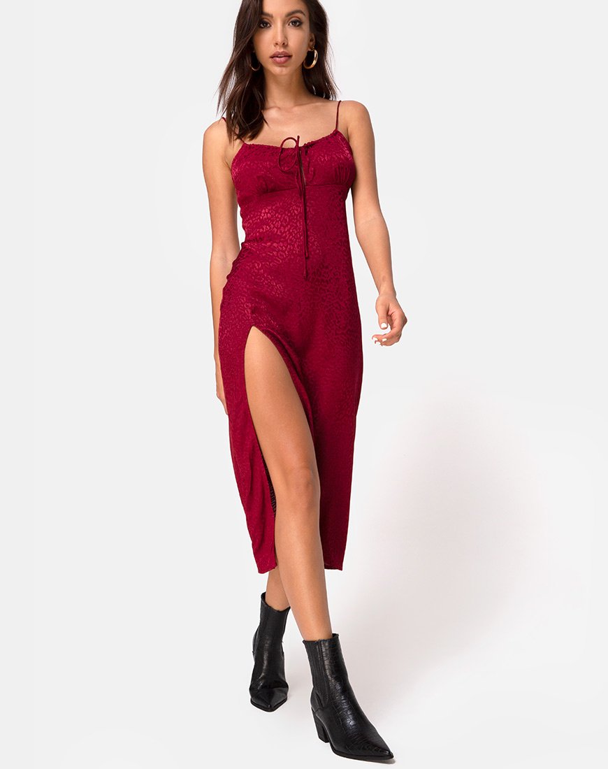 Midi Raspberry Leg Split Dress | Cypress – motelrocks-com-us