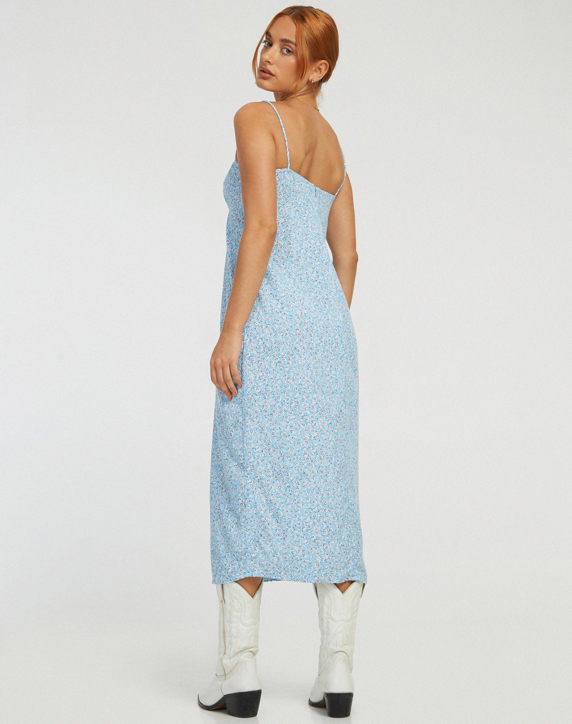 Image of Cypress Midi Dress in Ditsy Rose Blue