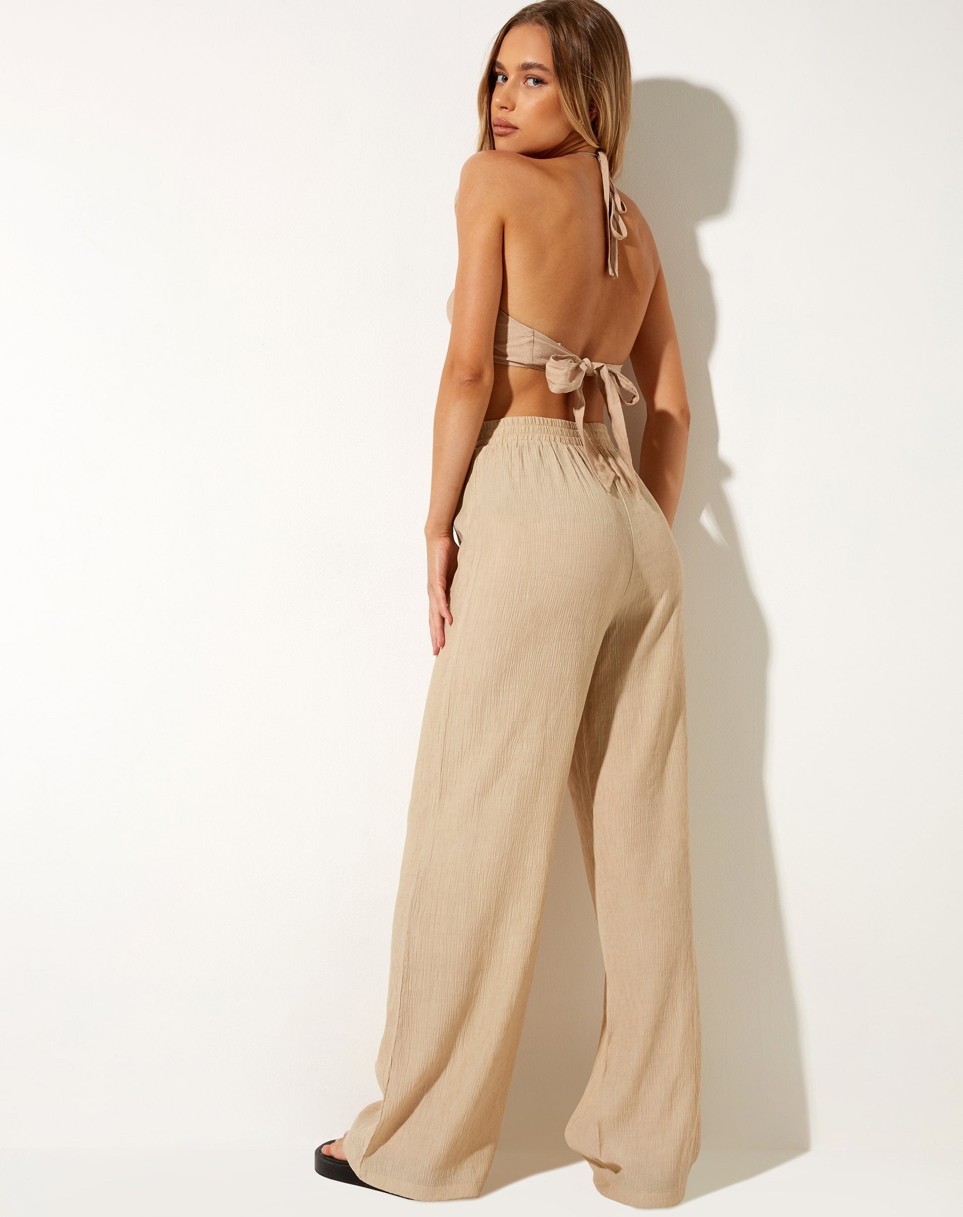 Image of Delphi Crop Top in Crinkle Tan