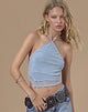 image of Daflien Halterneck Top in Mesh Light Blue