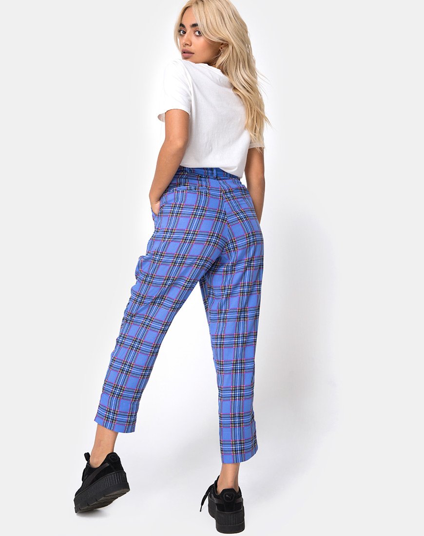 Dastan Trouser in 90's Check Blue Pink