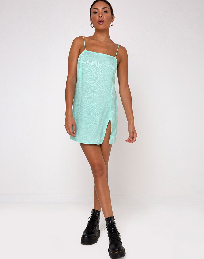 Image of Datista Slip Dress in Zebra Aquamarine