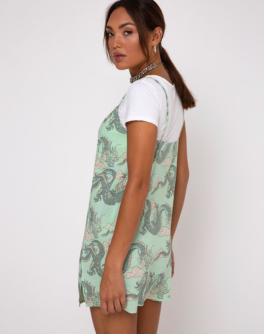 Image of Datista Slip Dress in Chinese Dragon Neo Mint