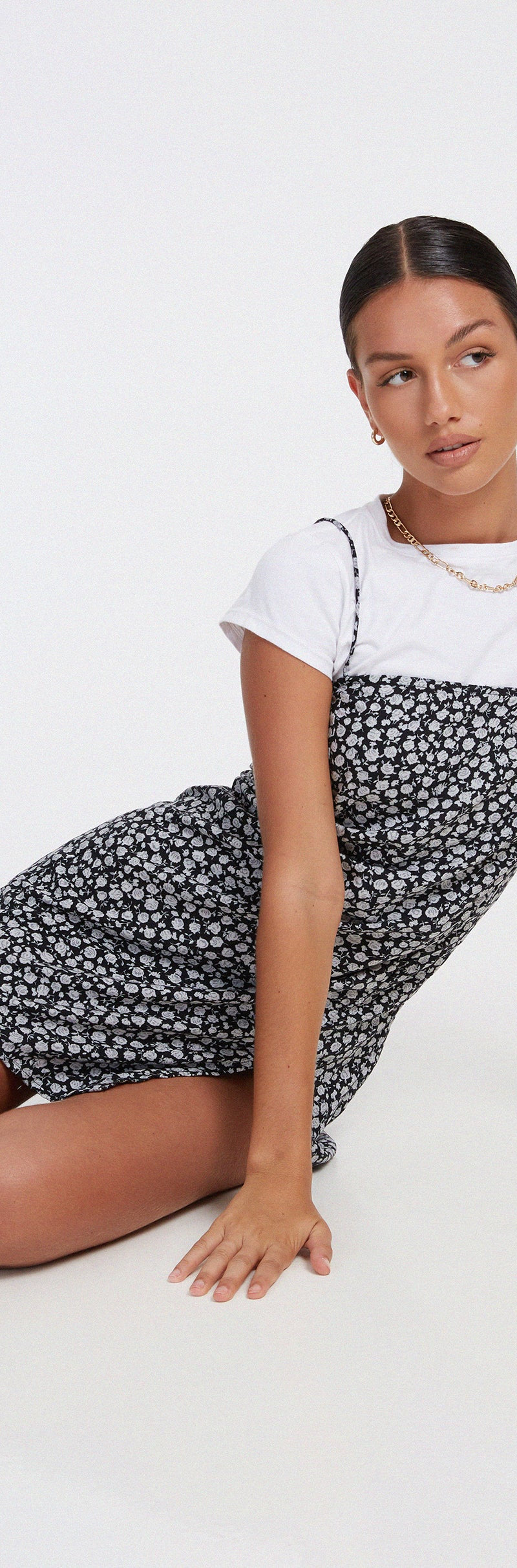 Datista Slip Dress en Satén Rosa Negro