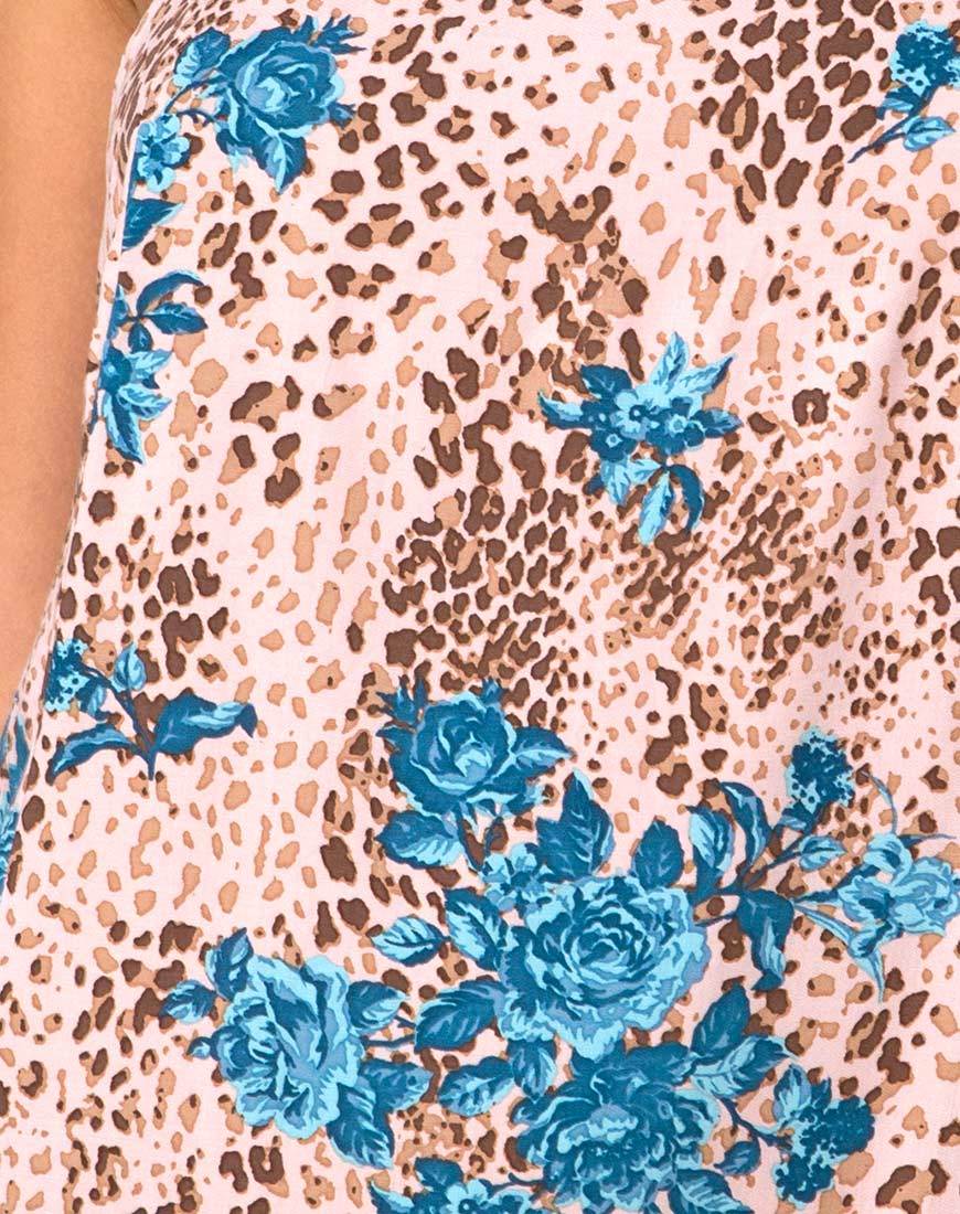 Image of Datista Mini Dress in Jungle Flower Blue and Cream