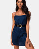 Image of Datista Slip Dress in Satin Cheetah Navy