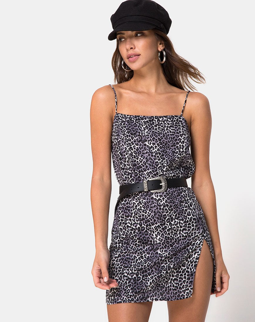 Datista Slip Dress in Rar Leopard Grey