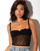 Image of Delora Crop Top in Black Flock Flutterby