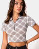 Image of Dhen Crop Top in Grunge Check Taupe