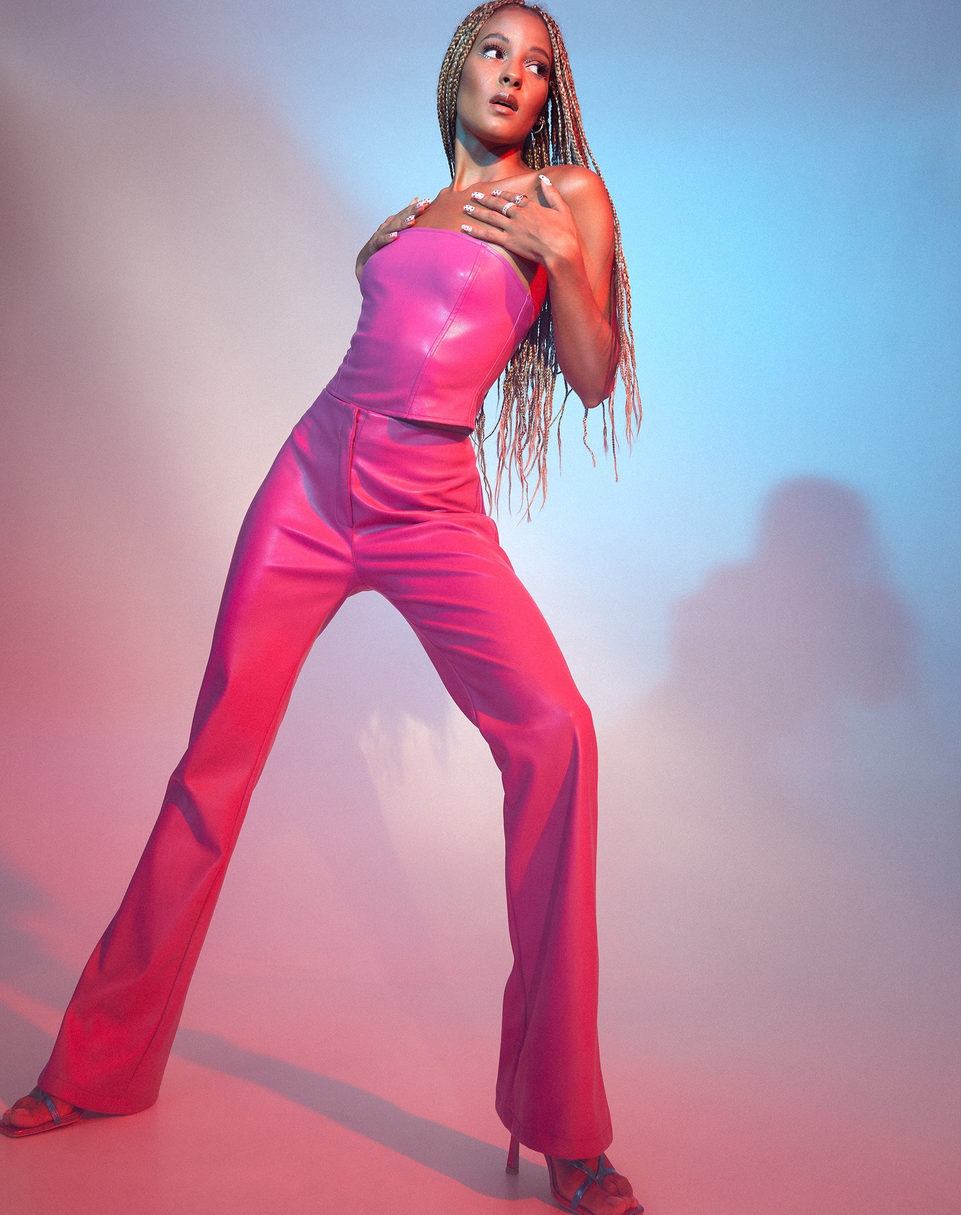 Hot Pink PU Leather Flare Trousers | Zyanna motelrocks-com-us Hot Pink PU Leather Flare Trousers | Zyanna motelrocks-com-us
