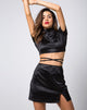 Image of Dina Mini Skirt in Satin Spandex Black