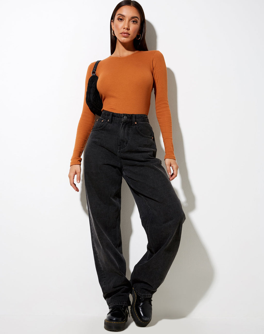 Dreita Long Sleeve Bodice in Rib Salt Caramel