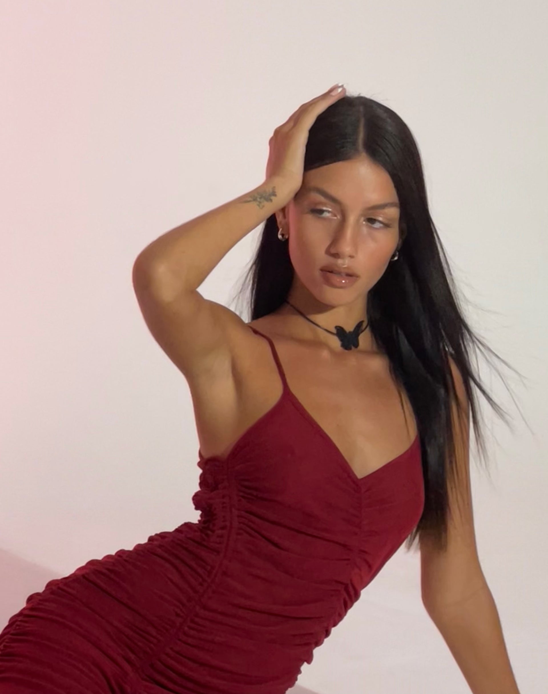 Dulcia Midi Dress in Burgundy Dulcia Midi Dress in Burgundy