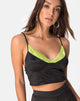 Image of Dyrilla Top in Satin Black with Lime Lace
