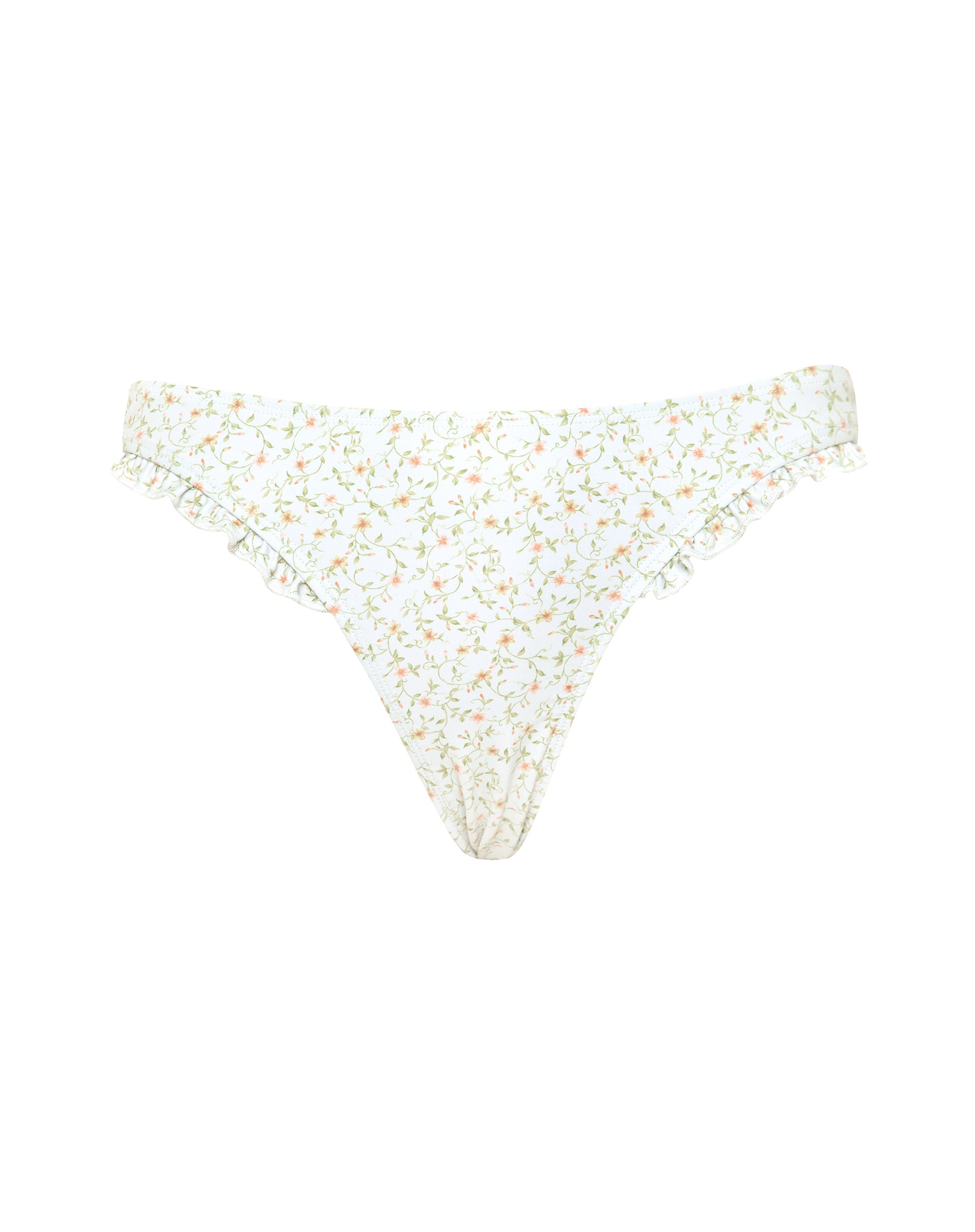 Image of Effie Frill Bikini Bottom in Pretty Petal Ivory
