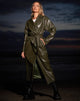 Image of Ejo Trench Coat in PU Dark Olive