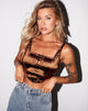 Image of Elci Corset Top in Satin Spandex Brown