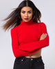 Image of Elena Crop Top in Rib Knit Red