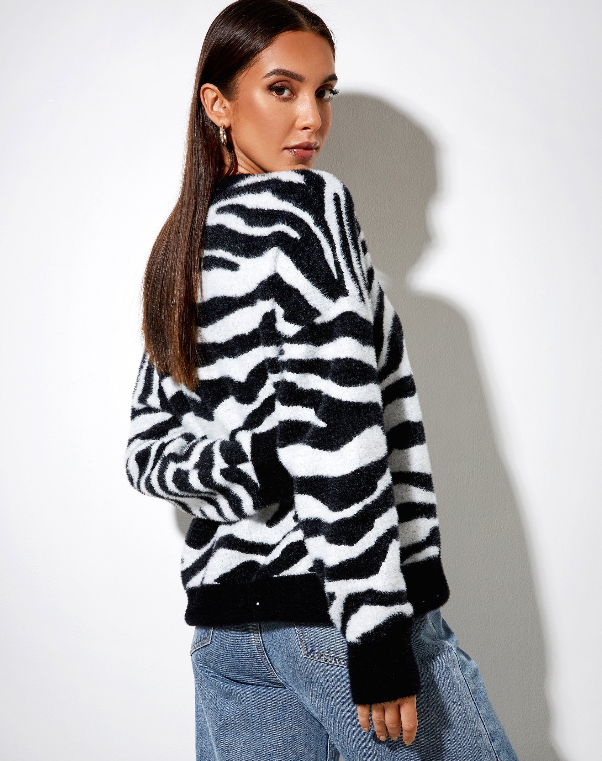 Black and White Zebra Oversize Jumper | Eleni – motelrocks-com-us