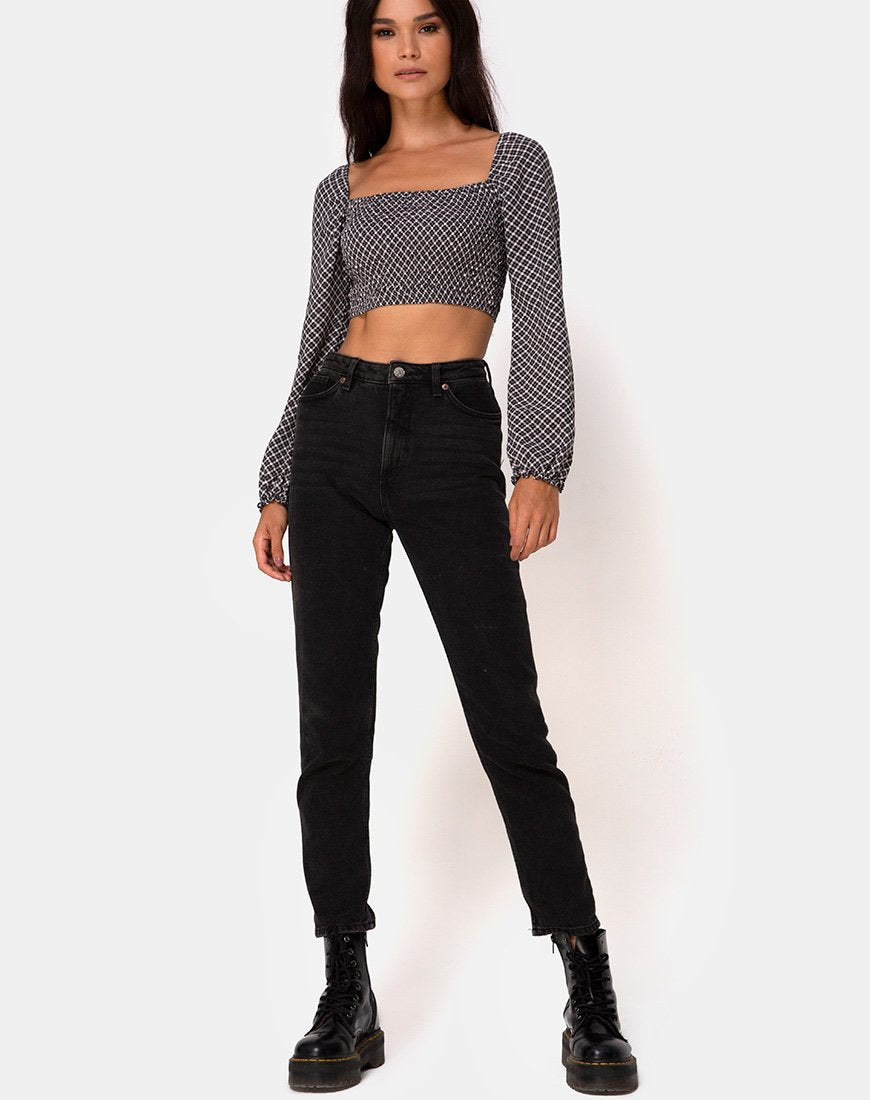 Image of Elina Top in Check It Out Black