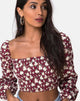 Image of Elina Crop Top in Wild Fleur Maroon