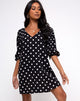 Image of Elna Babydoll Dress in 80s Polka Black