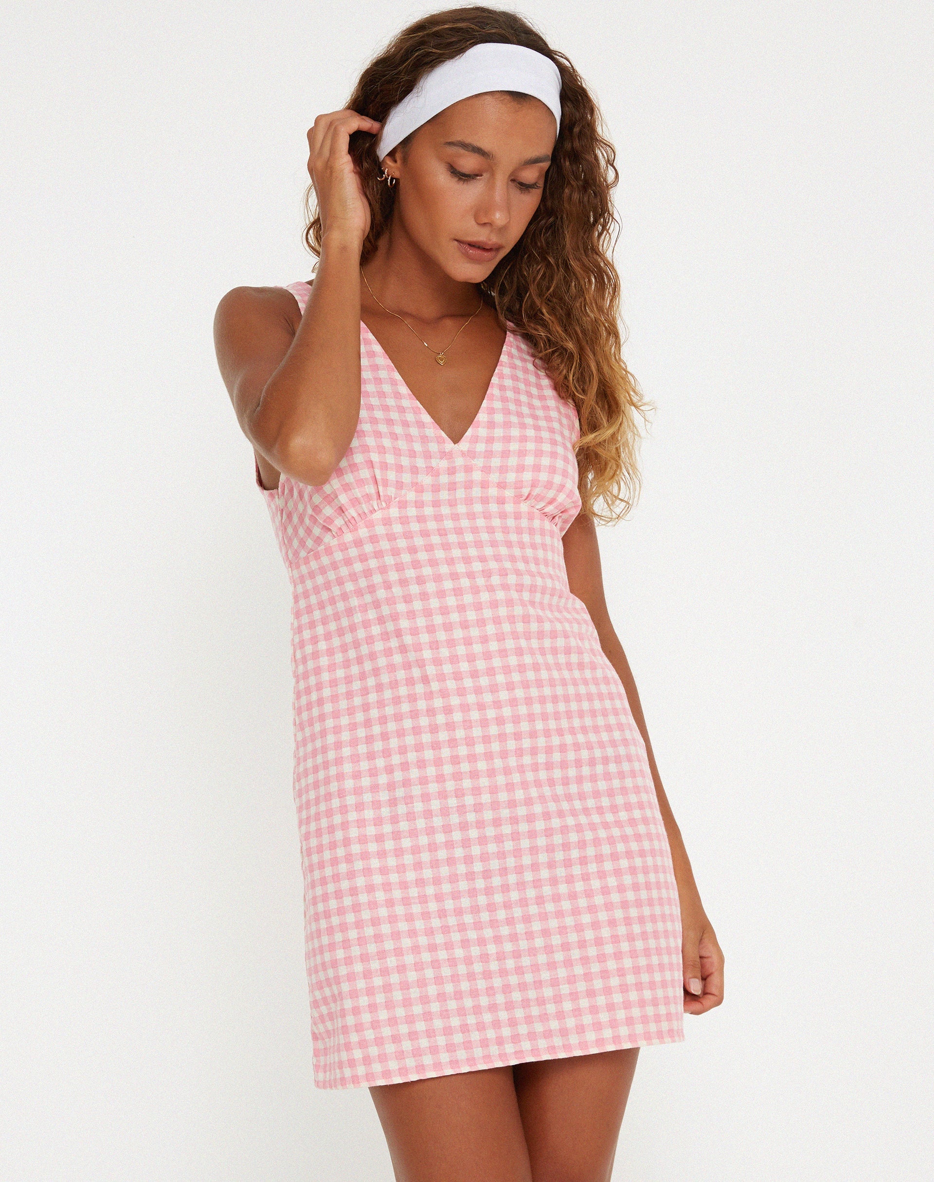 HOT ! Pink Gingham Overall Dress Eluned Mini Dress In Gingham Pink HOT ! Pink Gingham Overall Dress Eluned Mini Dress In Gingham Pink