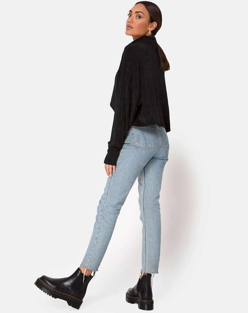Evie Cropped Sweatshirt in Chenille Blauw main image 0
