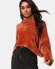 Image of Evie Cropped Sweater in Rust Chenille