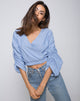 Image of Evrilia Wrap Around Blouse in Stripe Blue